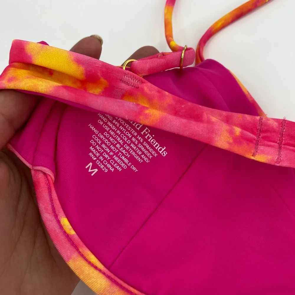 Lovers and Friends Bikini Set Womens Medium Pink Tie Dye Underwire High Leg 2pc - Picture 4 of 6